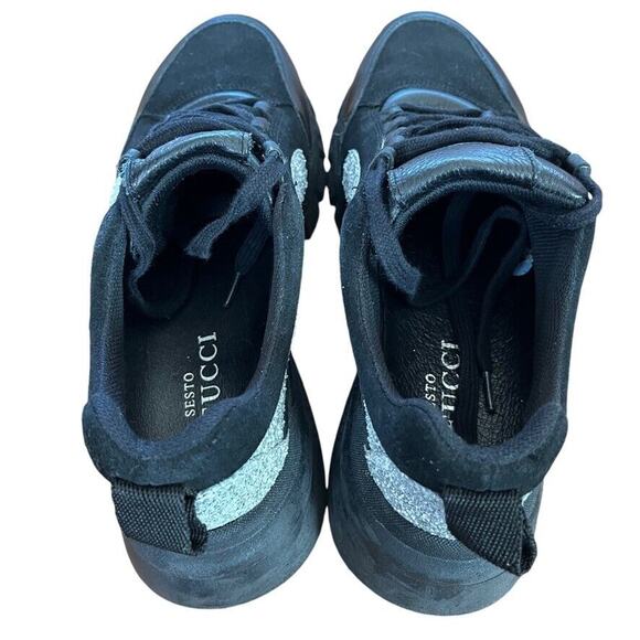 Sesto Meucci Womens Black Gray Lace Up Sneakers Athletic Leather Shoes sz 38 7.5 - Picture 10 of 16